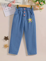 Girls' Butterfly Graphic Elastic Waist Jeans