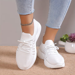 Women's Breathable Flying Woven Sneakers Casual Lace Up Outdoor Shoes