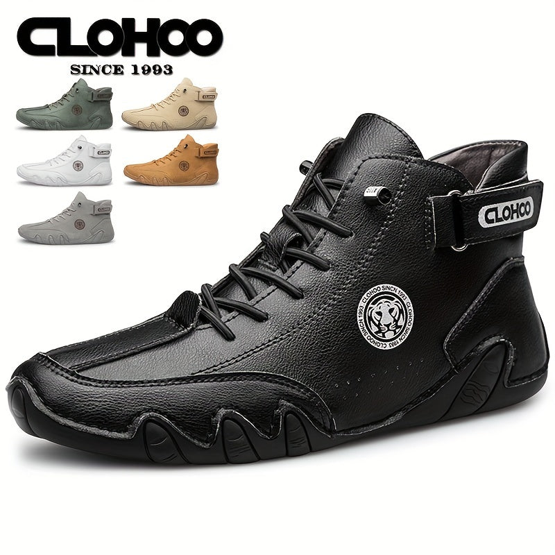 Men's PU Leather Lace-up Sneakers Short Boots