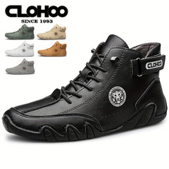 Men's PU Leather Lace-up Sneakers Short Boots