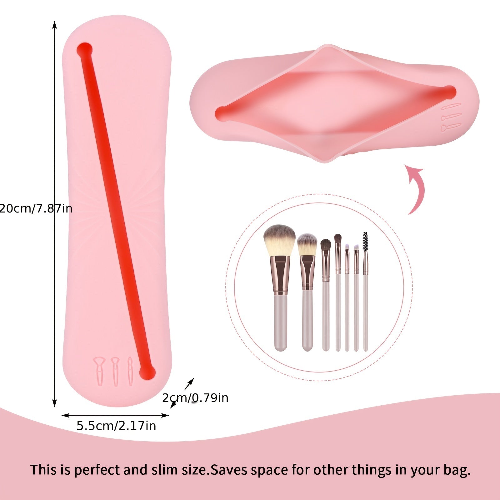Silicone Travel Makeup Brush Holder and Small Bag