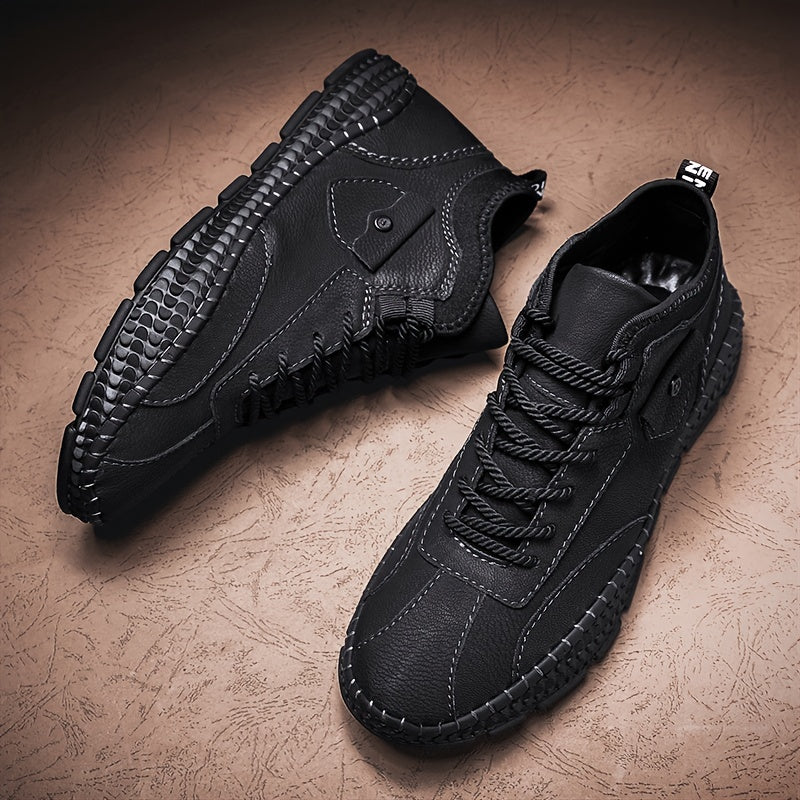 Men Stitch Pointed Leather Boots Formal Dress Shoes For Party Office Wedding
