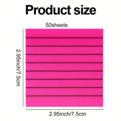 50 Sheets Fluorescent Transparent Sticky Notes Lined Waterproof Label Paper