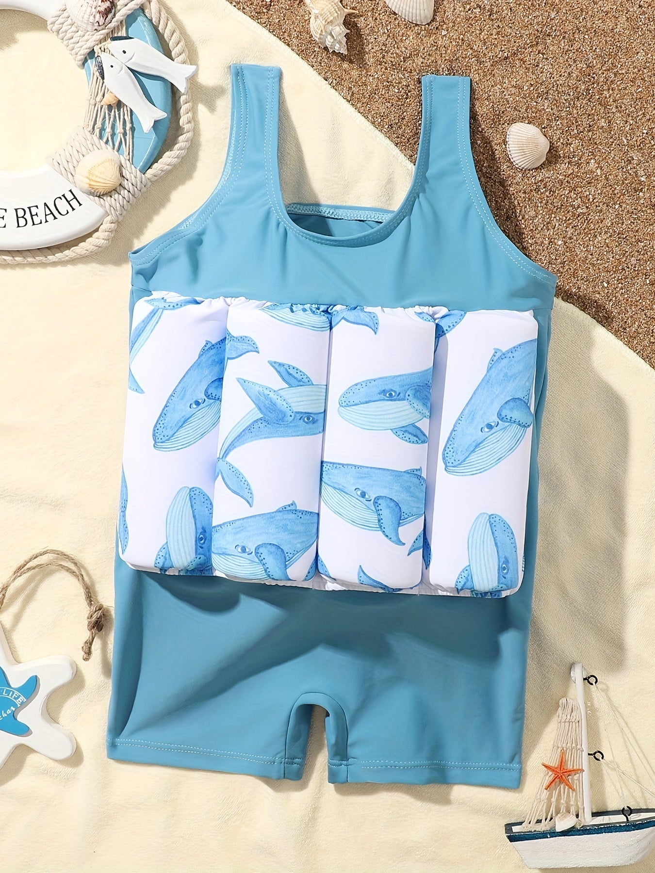 Boys Floating Swimwear Baby Cartoon Graphic Onesie Swimwear