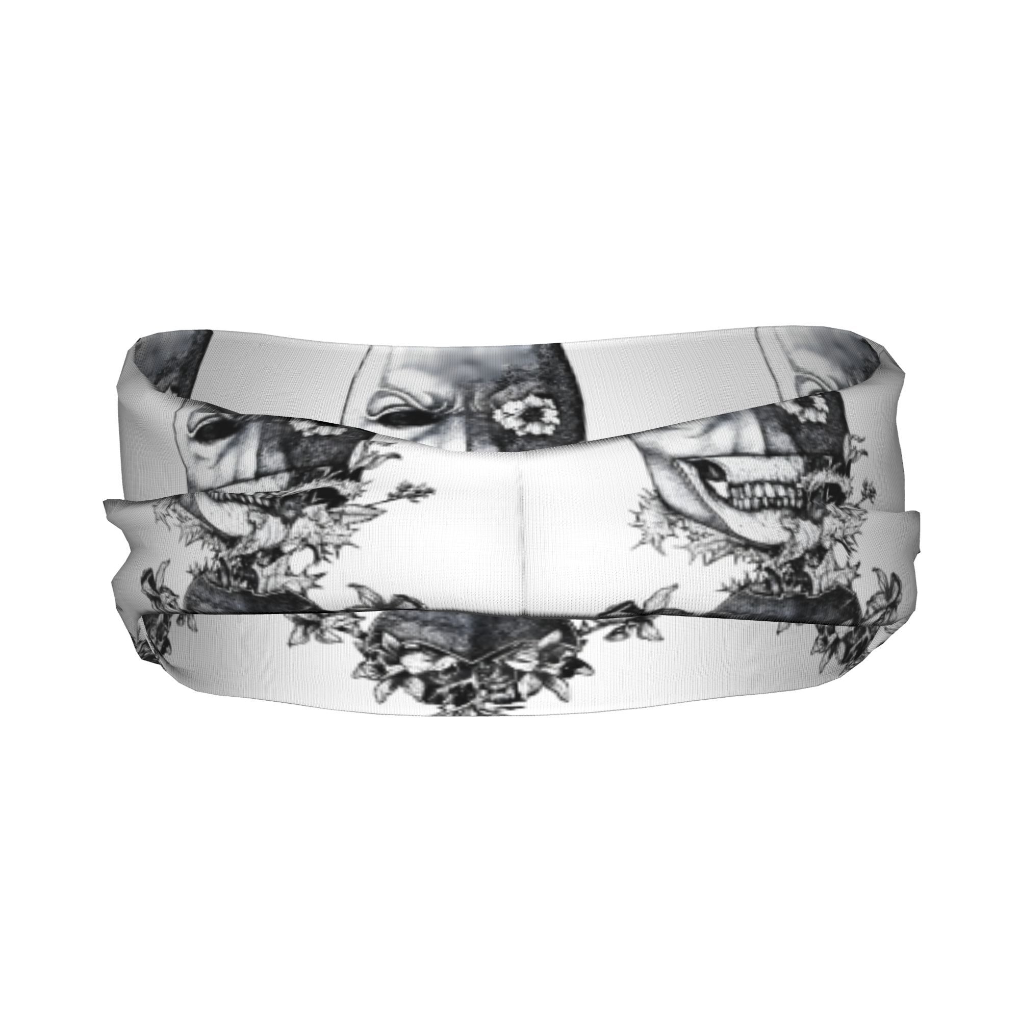 Skull & Floral Bat Sports Headband - Ideal for Yoga Gym Running