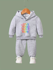 Girls 2pc Alphabets Hooded Sweatshirt & Sweatpants Set Kids Clothes