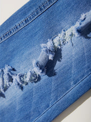 Mid Stretch Distressed Denim Pants Women's Denim Jeans & Clothing