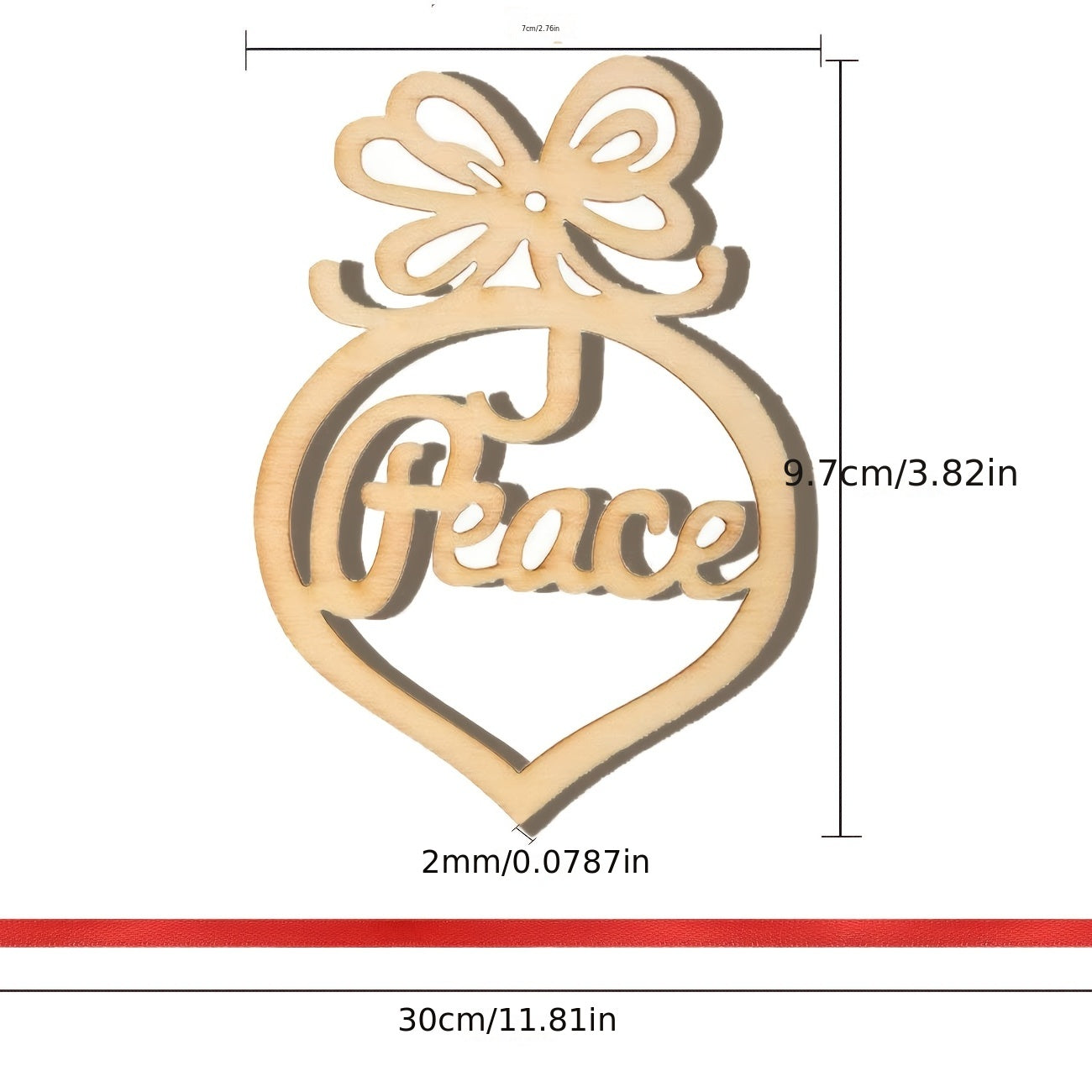 6pcs Heart Wooden Christmas Tree Crafts Ornament