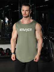 Men's Letter Pattern Sports Tanktop Quick Drying Breathable Shirt
