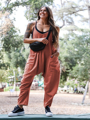 V Neck Cami Jumpsuit with Zipper Pockets