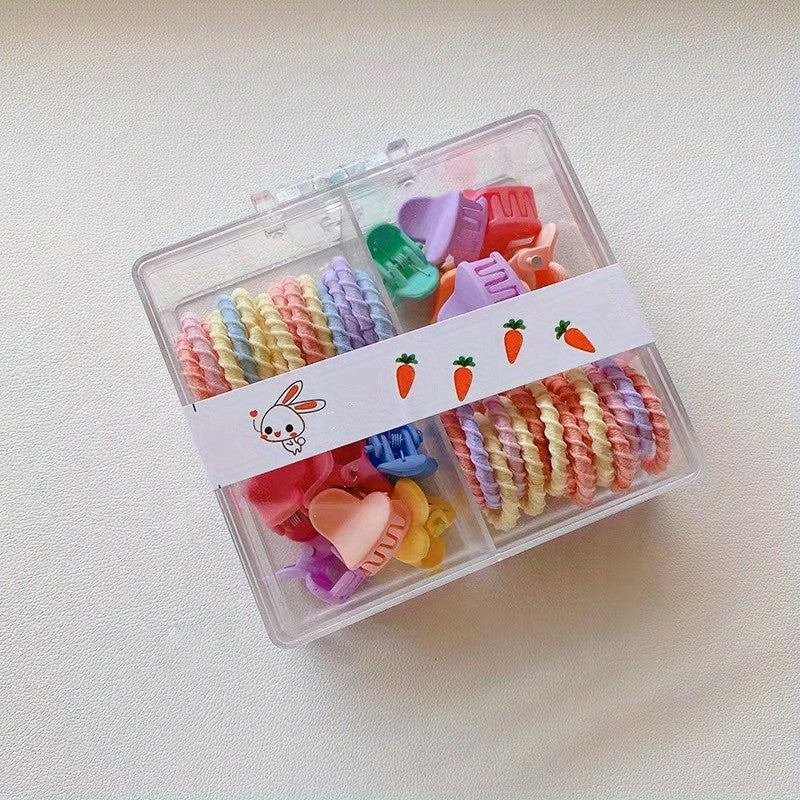 42pcs Candy Hair Accessories Elastic Hair Rope Small Colorful Hair Clip