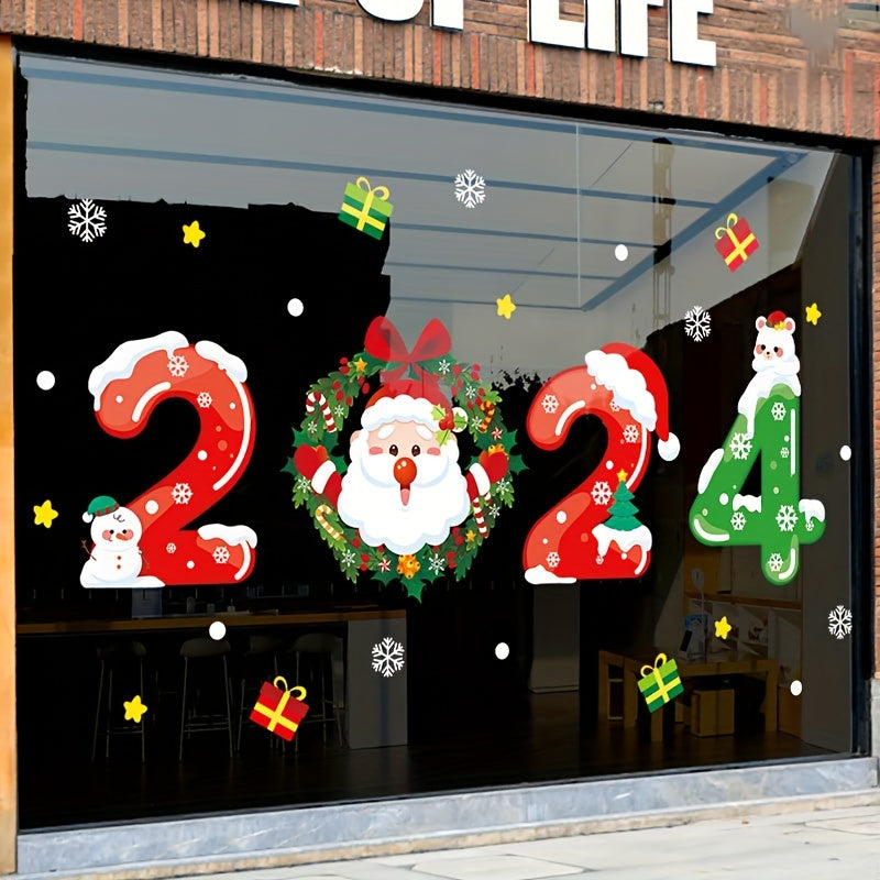 Christmas Window Stickers - Waterproof Static Stickers for Workshops & Stores