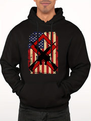 Men's Flag Print Hooded Sweatshirt Long Sleeve Personalized S