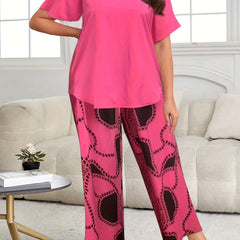 V Neck Tee & Wide Leg Pant Outfits Set