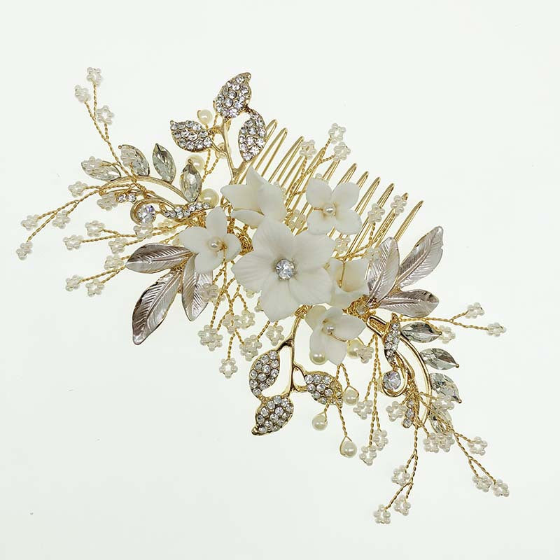 Rhinestone Flower Hair Comb Head Jewelry for Women