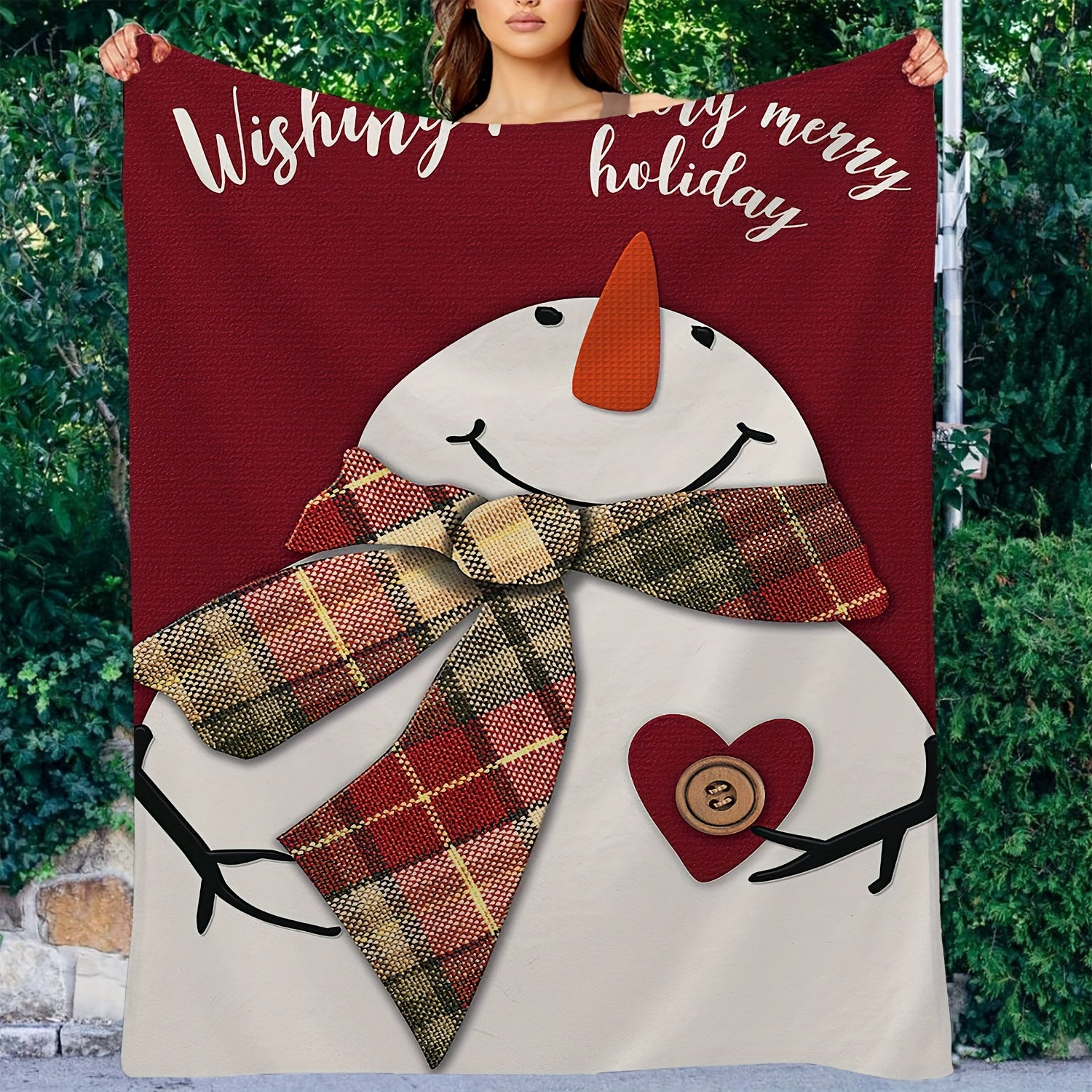 Christmas Snowman Scarf Pattern Blanket Soft and Warm Lightweight Throw Blanket