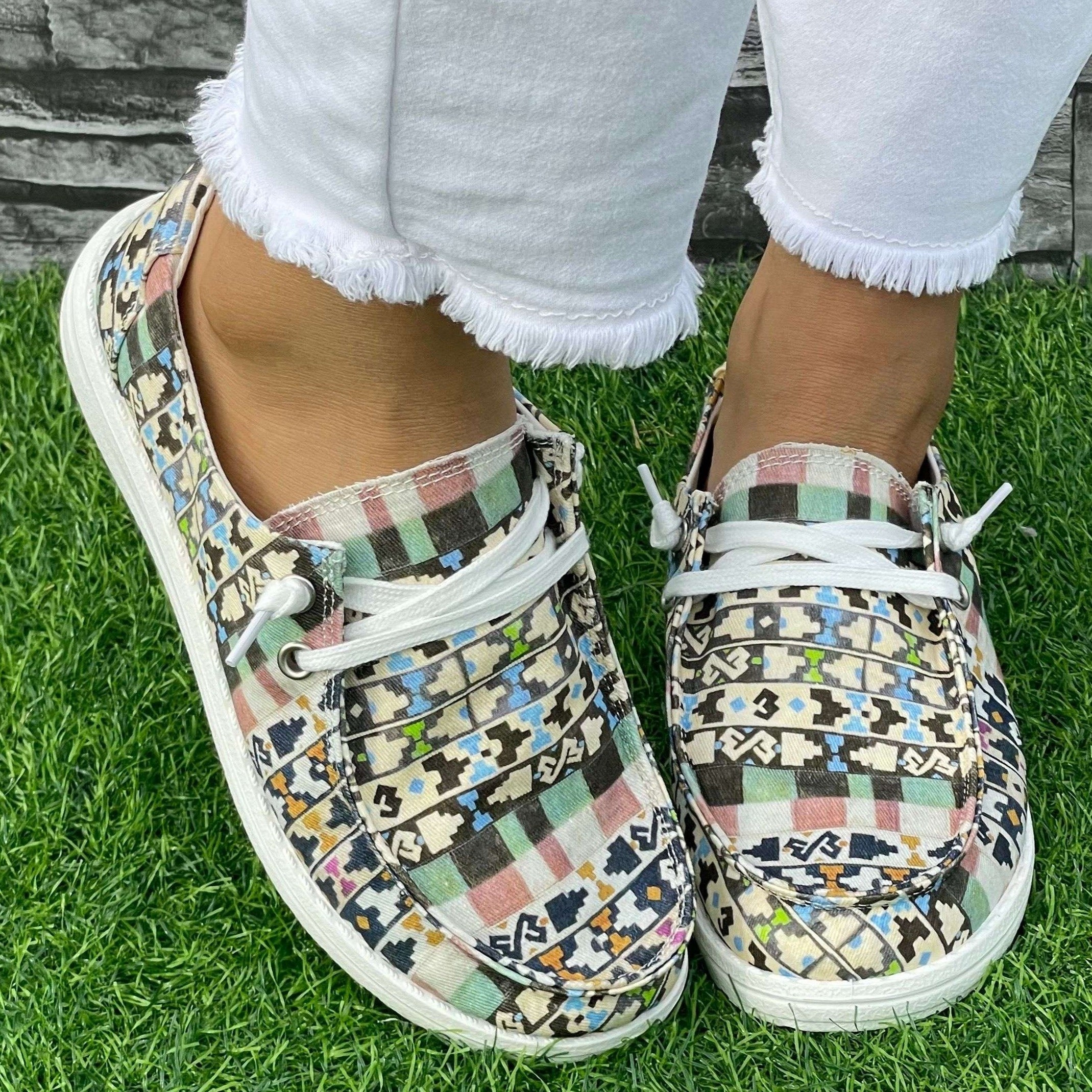 Geometric Flat Shoes Women's Casual Lightweight Soft Comfortable Walking Shoes