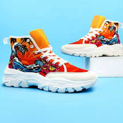 Graphic Print Lightweight Heighten Skate Shoes Casual Non Slip Chunky Sneakers