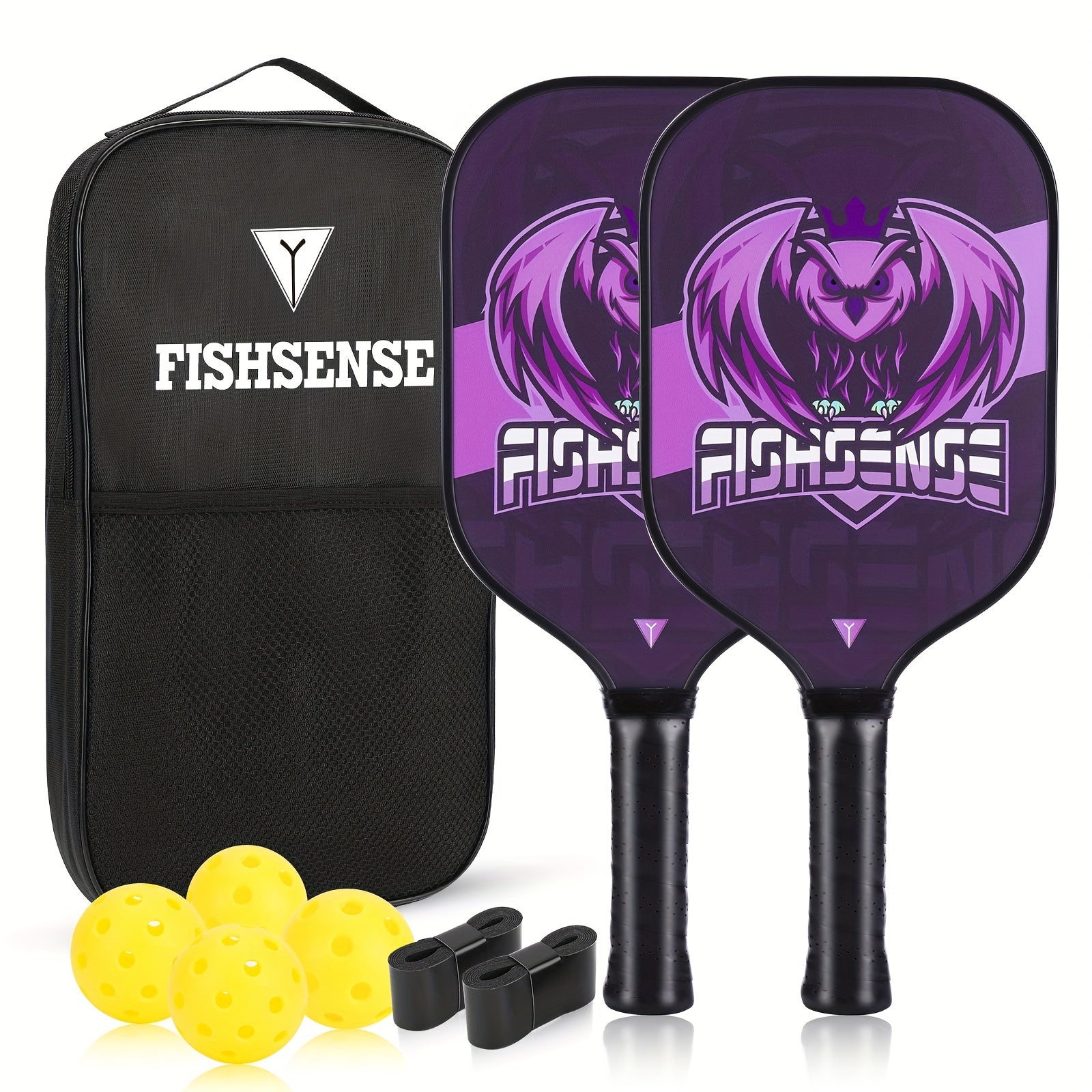 Carbon Fiber 25 Fiberglass Pickleball Paddle Set with 2 Paddles, 4 Balls