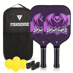 Carbon Fiber 25 Fiberglass Pickleball Paddle Set with 2 Paddles, 4 Balls