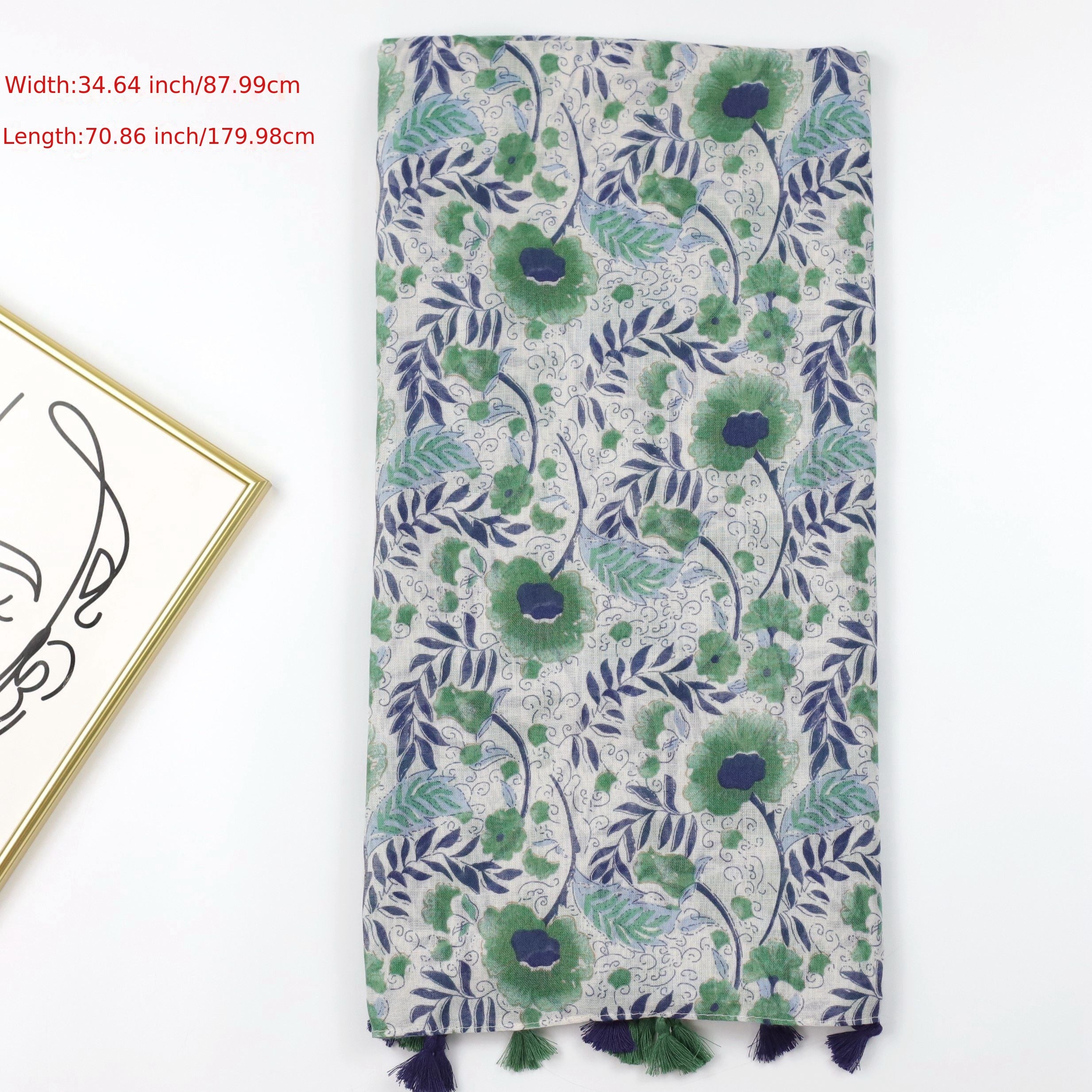 Vintage Floral Print Scarf Boho Tassel Shawl Classic Head Wrap