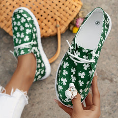 Women's Clover Printed Canvas Shoes St Patrick's Loafers