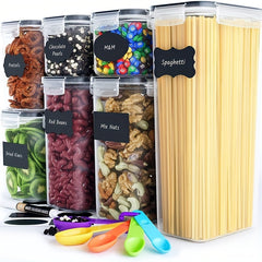 7pcs Kitchen Sealed Jar Cereals Storage Box Plastic Container
