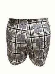 Plaid Print Shirt & Shorts Pajama Set