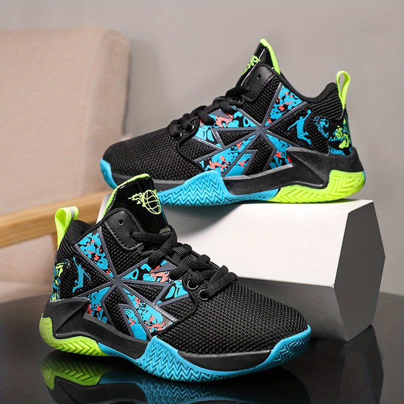 Boys' High Top Basketball Shoes Mesh Breathable Non Slip