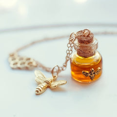 Cartoon Bee Honey Pendant Necklace for Kids