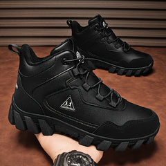 Faux Leather Snow Boots Round Toe High Top Thermal Snow Shoes