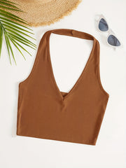 Ribbed Halter Neck Camisole Women's Vest Top
