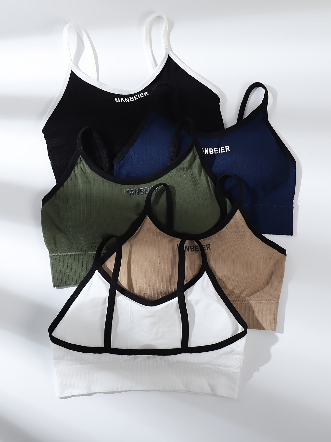 5pcs Cami Tops Letter Print Casual Sleeveless Women's Sports Lingerie