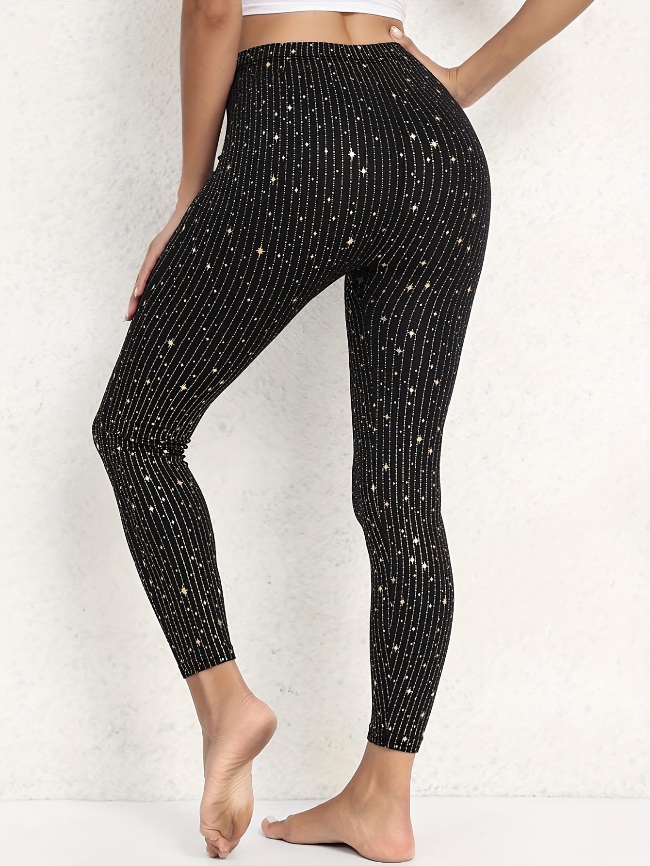 Star & Striped Print High Rise Leggings