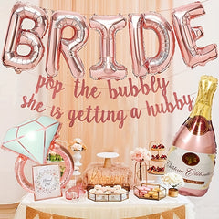 Bachelorette Party Decorations Kit Bride Balloons Banner Ring & Champagne