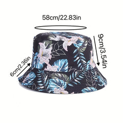 Flower Print Bucket Hat Sunscreen Fisherman Cap Lightweight Reversible