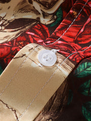 Skull & Rose Print Men's Casual Short Sleeve Shirt