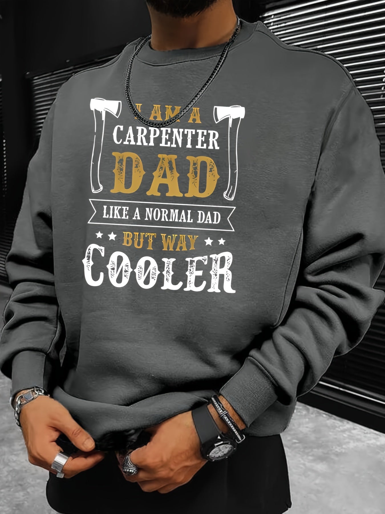 Funny Slogan Print Sweatshirt Men's Casual Graphic Crew Neck Pullover Sweatshirt