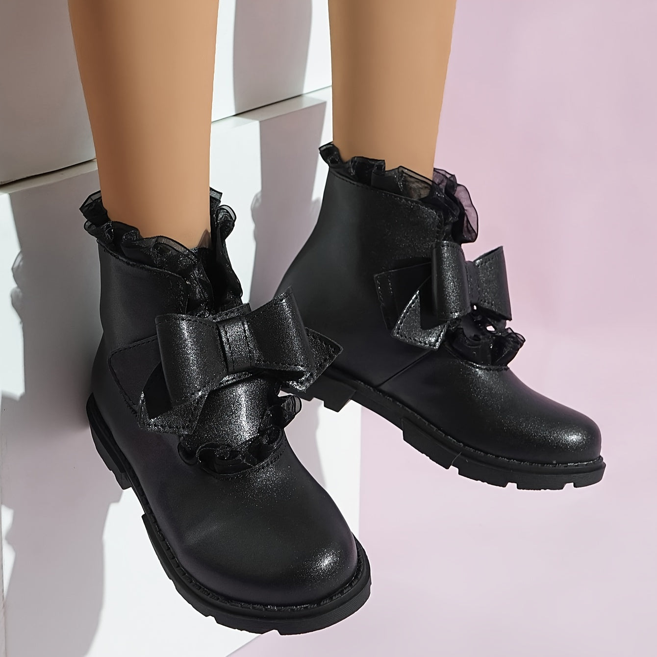 Girls Bowknot Boots Lightweight Non Slip Boots