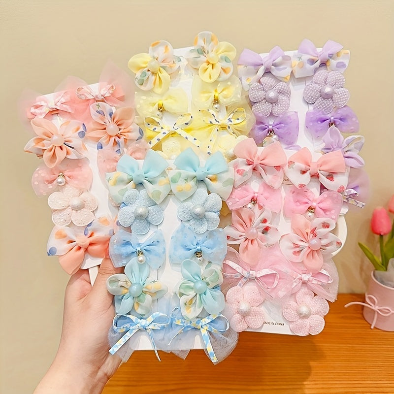 10 Pcs Colorful Bow Hair Clips For Girls, Flowers Hairpin Set for 1 Year Old