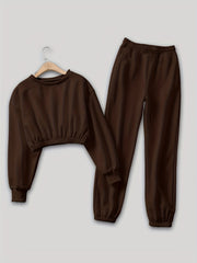 Workout 2pc Set Cropped LS Sweatshirt & Jogger Pants