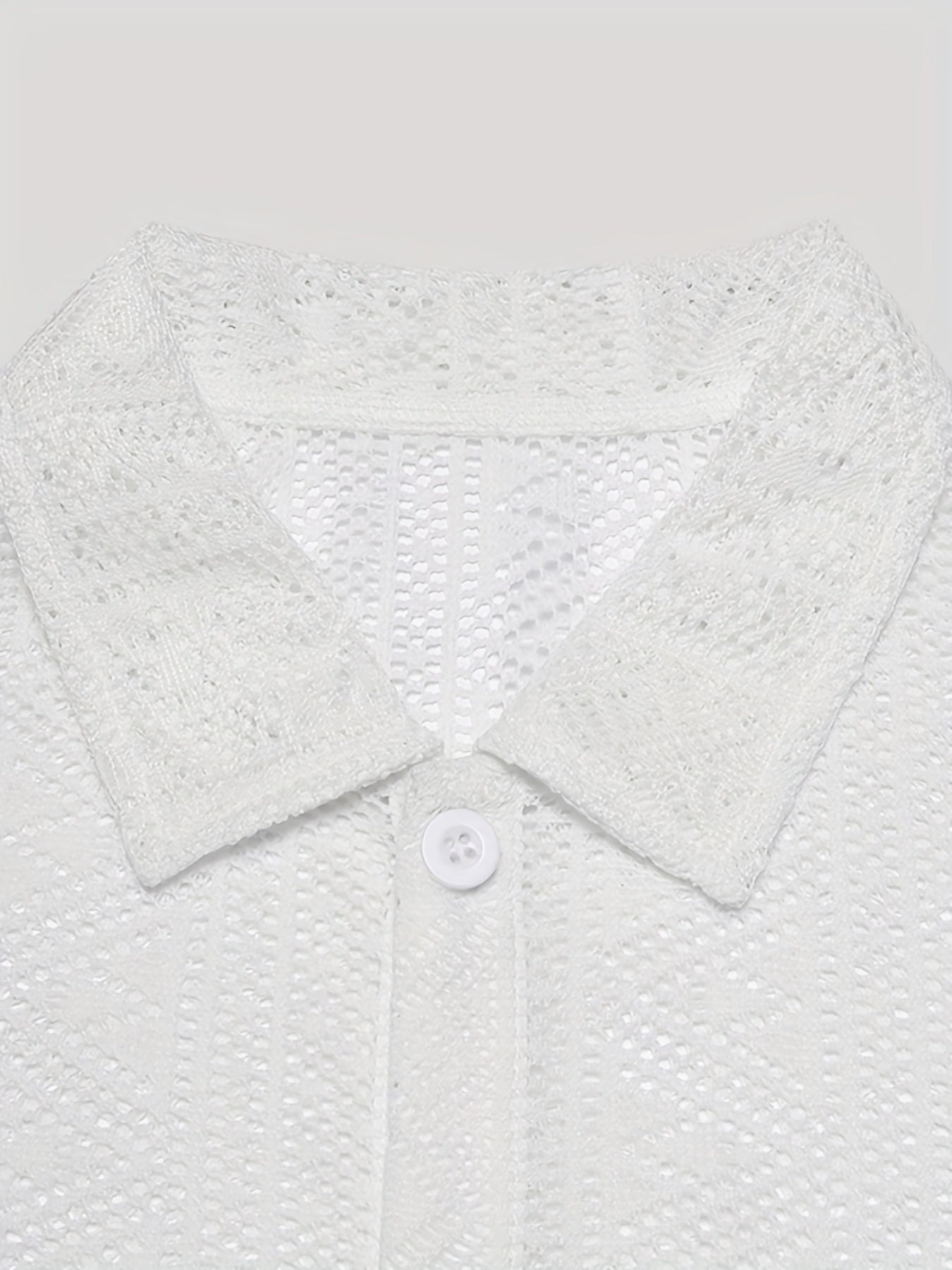 INCERUN Floral Lace Short Sleeve Shirts Casual Mesh Sheer Party Vacation Tee