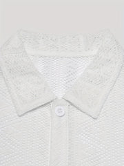 INCERUN Floral Lace Short Sleeve Shirts Casual Mesh Sheer Party Vacation Tee