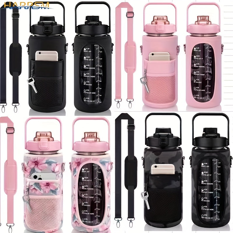 Stay Hydrated Sporty Insulated Water Bottle Carrier with Strap & Pockets