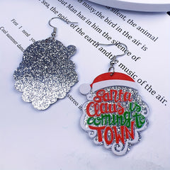 Santa Claus Alphabet Printing Dangle Earrings Christmas Party Decoration Acrylic