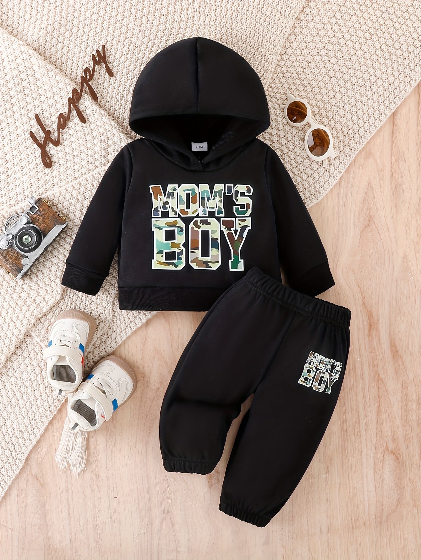Baby Boy Hoodies Pants Set Letter Print 2pcs Outfit