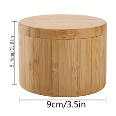 2pcs Bamboo Salt Box Salt Cellar Wooden Storage Box Spice Storage Box With Lid