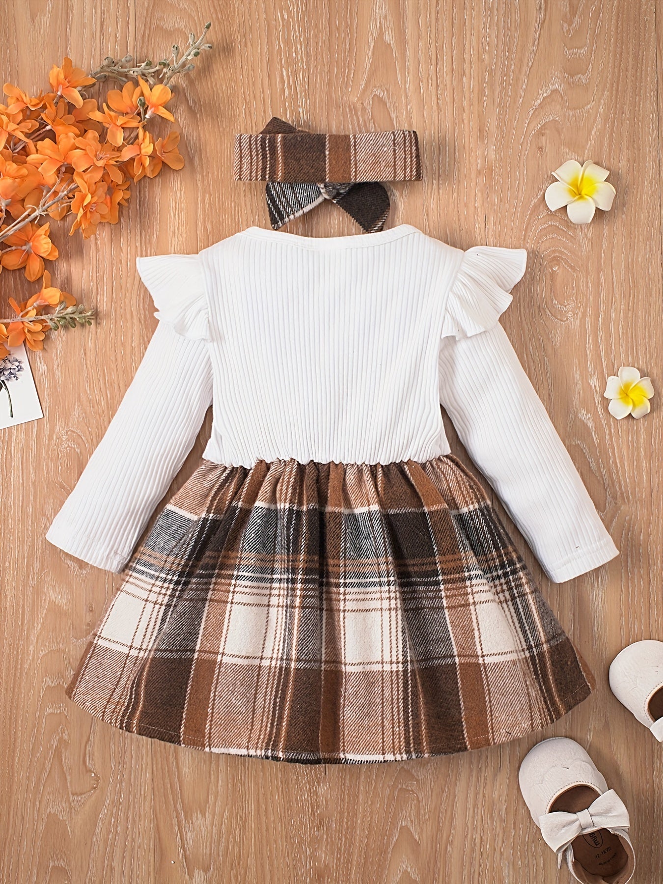 Baby Girl's Casual Plaid Dress Long Sleeve