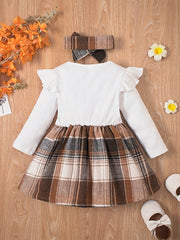 Baby Girl's Casual Plaid Dress Long Sleeve