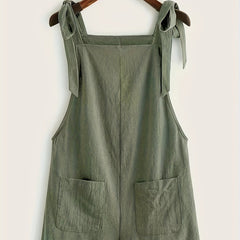 Solid Knot Strap Jumpsuit with Pockets